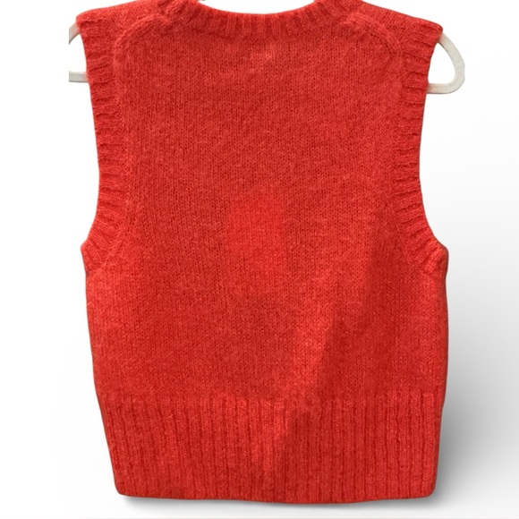 NWT COS Mohair / Wool Blend Sweater Vest Orange ASO Wednesday / Size XS - Picture 5 of 7